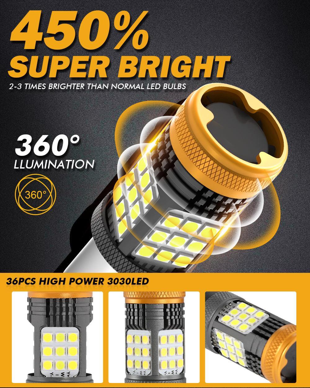 Auxbeam 1157 BAY15D 1156 BA15S BAU15S White Amber Red No Hyper Flash LED Turn