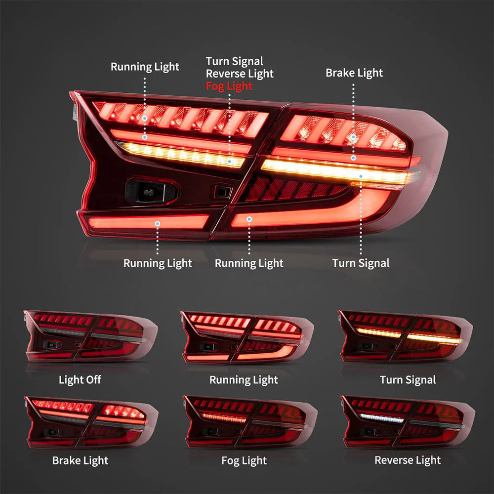 Vland LED Tail Light Assembly for 2018-2022 Honda Accord 10th Gen
