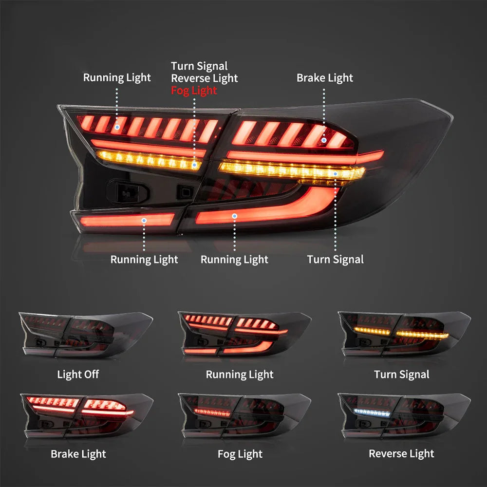 Vland LED Tail Light Assembly for 2018-2022 Honda Accord 10th Gen