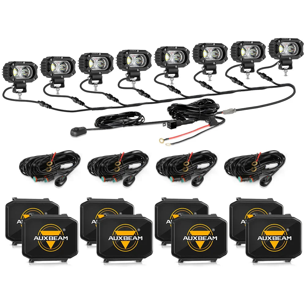 Auxbeam R4 Series 4 Inch 60W Flood Beam LED Pods Light White Driving Light
