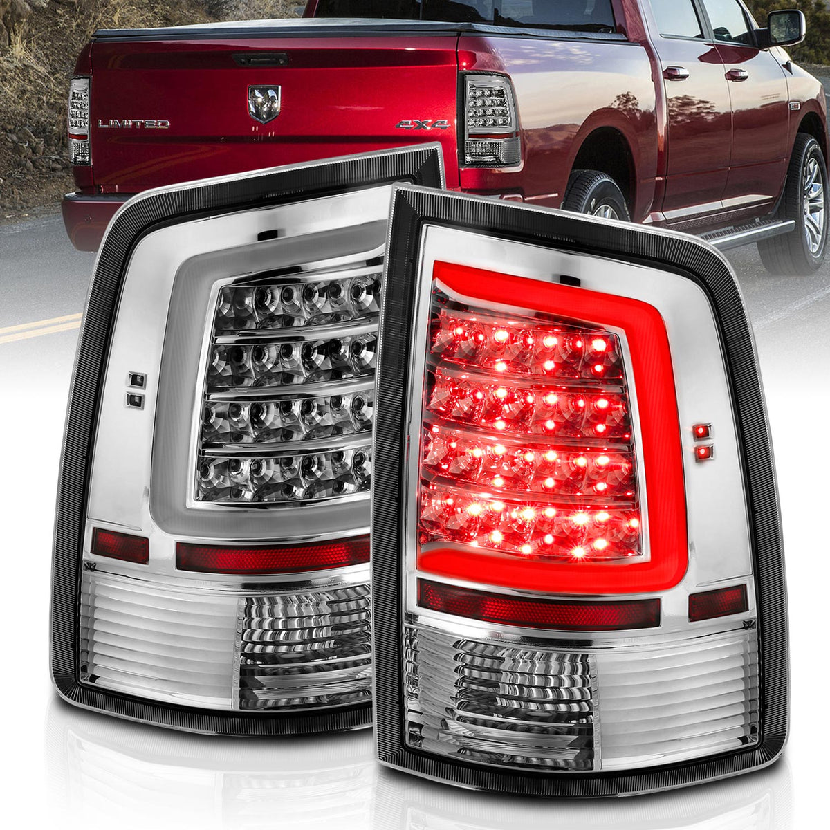 2009-2010 Dodge Ram 1500 & More Tail Light Assembly Chrome ANZO 311320