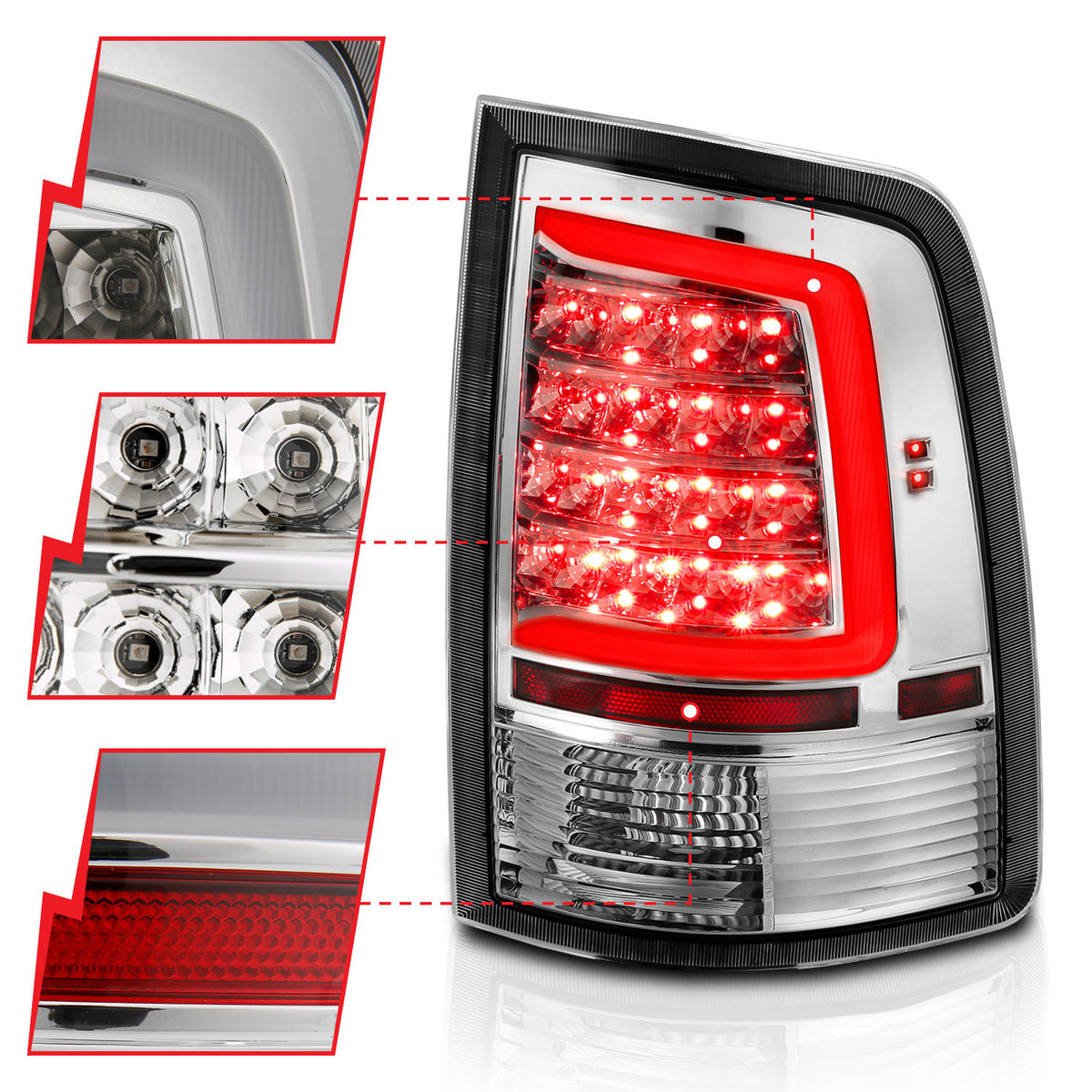 2009-2010 Dodge Ram 1500 & More Tail Light Assembly Chrome ANZO 311320