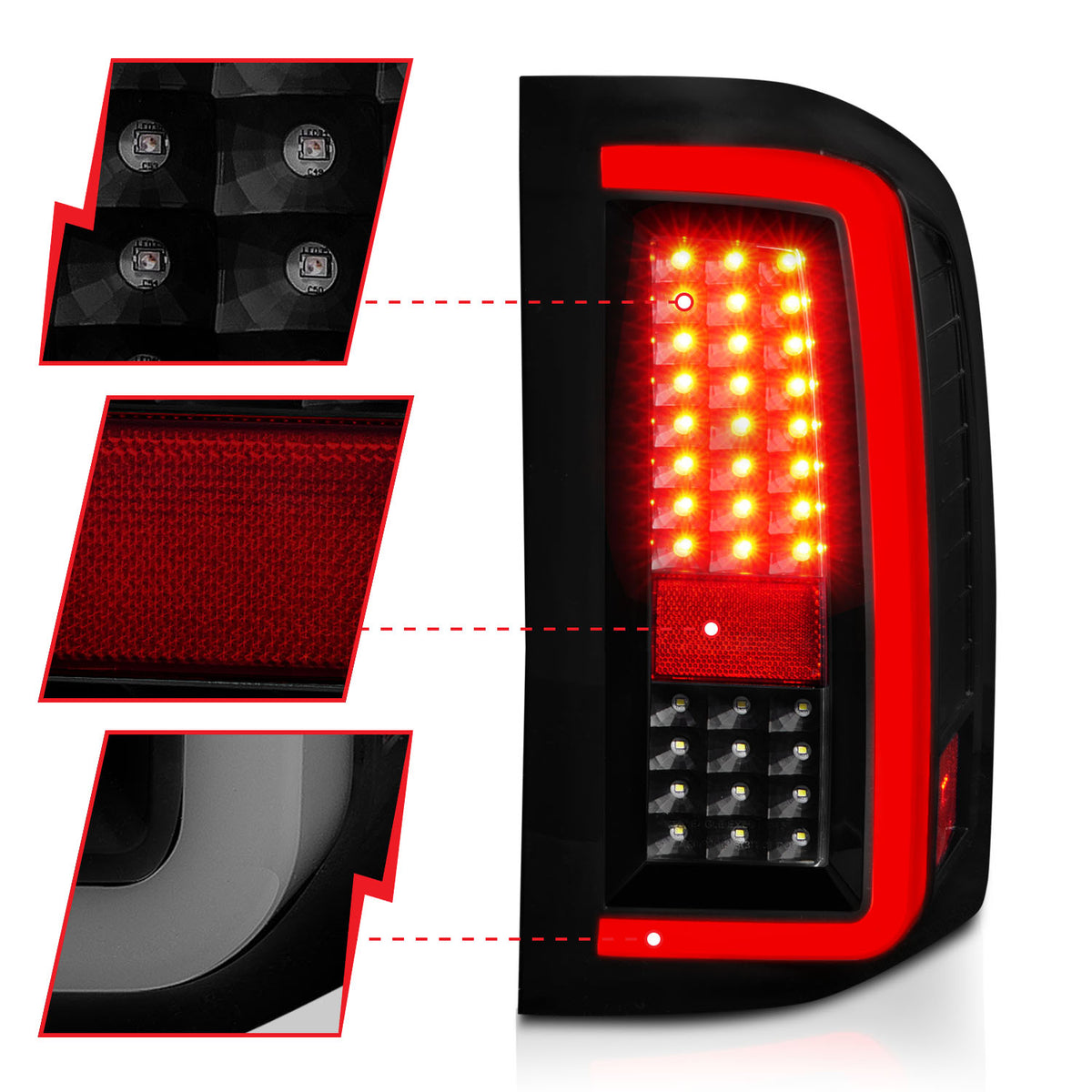2007-2013 Chevrolet Silverado 1500 & More Tail Light Assembly ANZO 311381