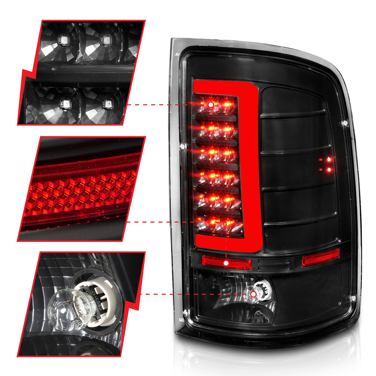 2007-2014 GMC Sierra 1500 & More Tail Light Assembly ANZO 311388