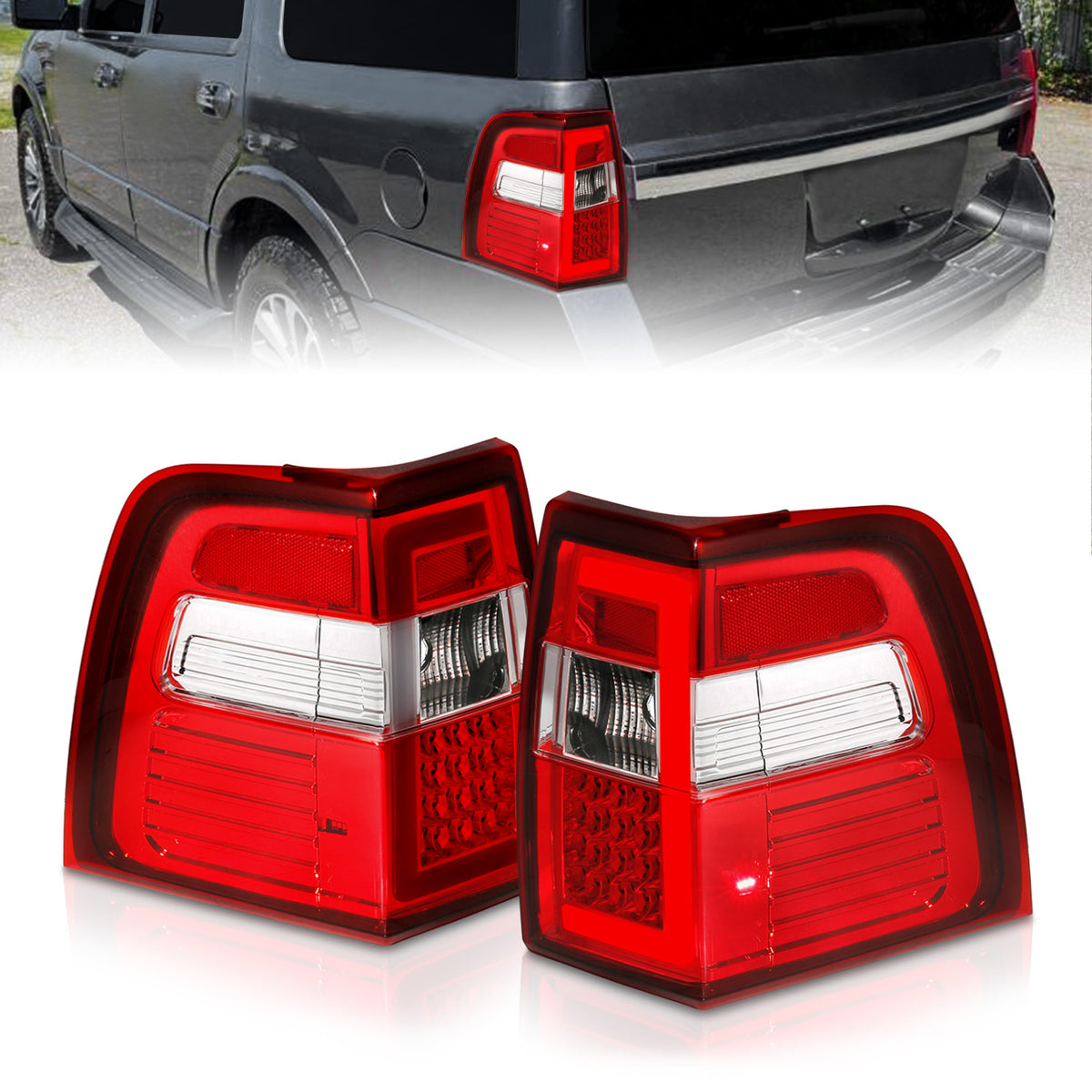 2007-2017 Ford Expedition Tail Light Assembly Chrome ANZO 311410
