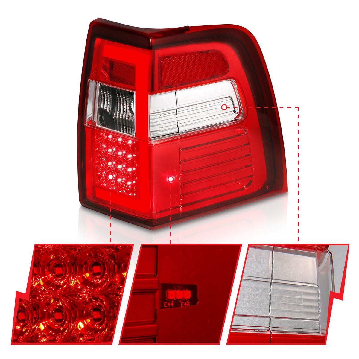 2007-2017 Ford Expedition Tail Light Assembly Chrome ANZO 311410