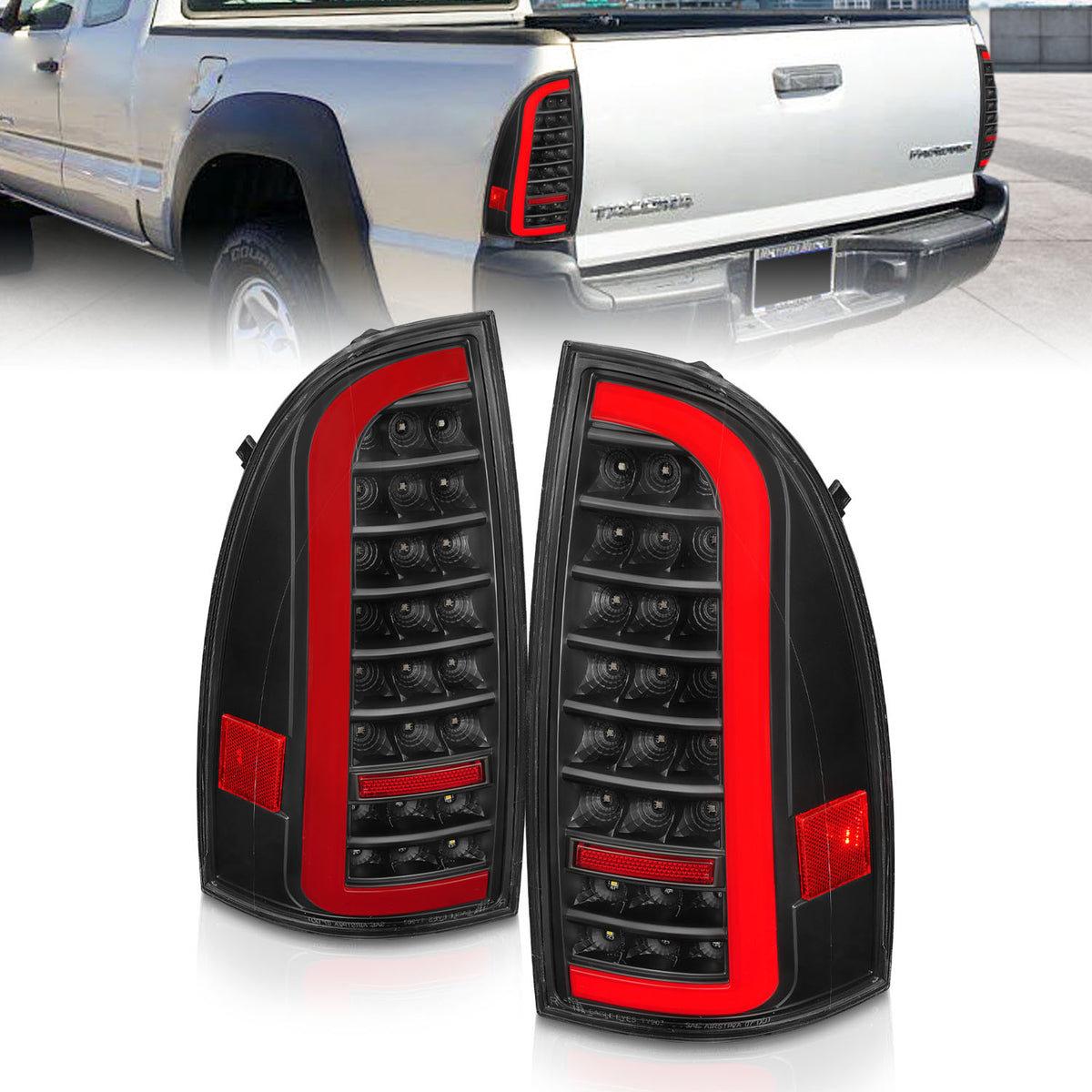 2005-2015 Toyota Tacoma Tail Light Assembly Black ANZO 311427