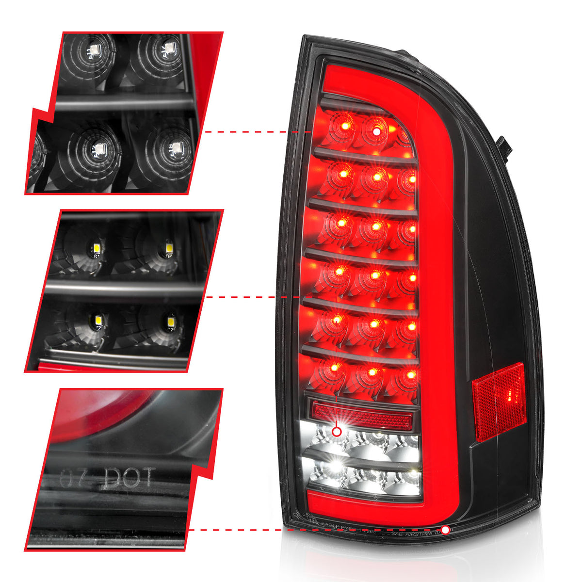 2005-2015 Toyota Tacoma Tail Light Assembly Black ANZO 311427