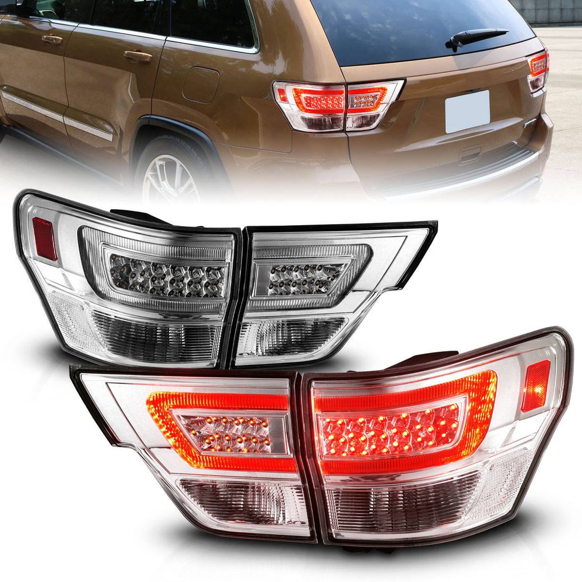 2011-2013 Jeep Grand Cherokee Tail Light Assembly Chrome ANZO 311441