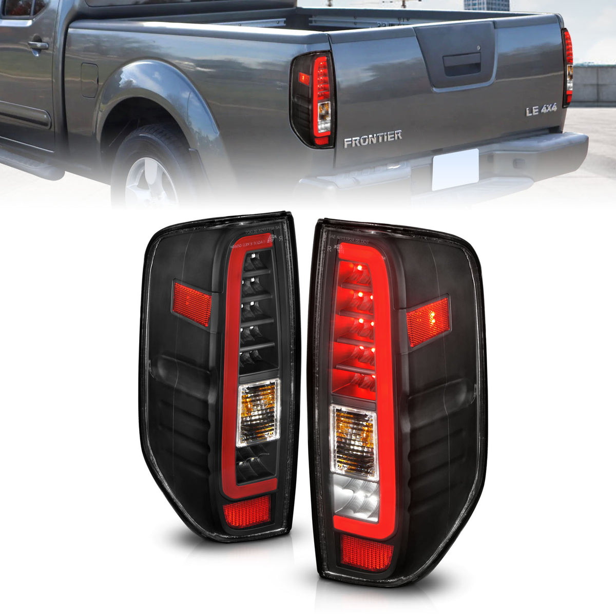 2005-2021 Nissan Frontier & More Tail Light Assembly Black ANZO 311443