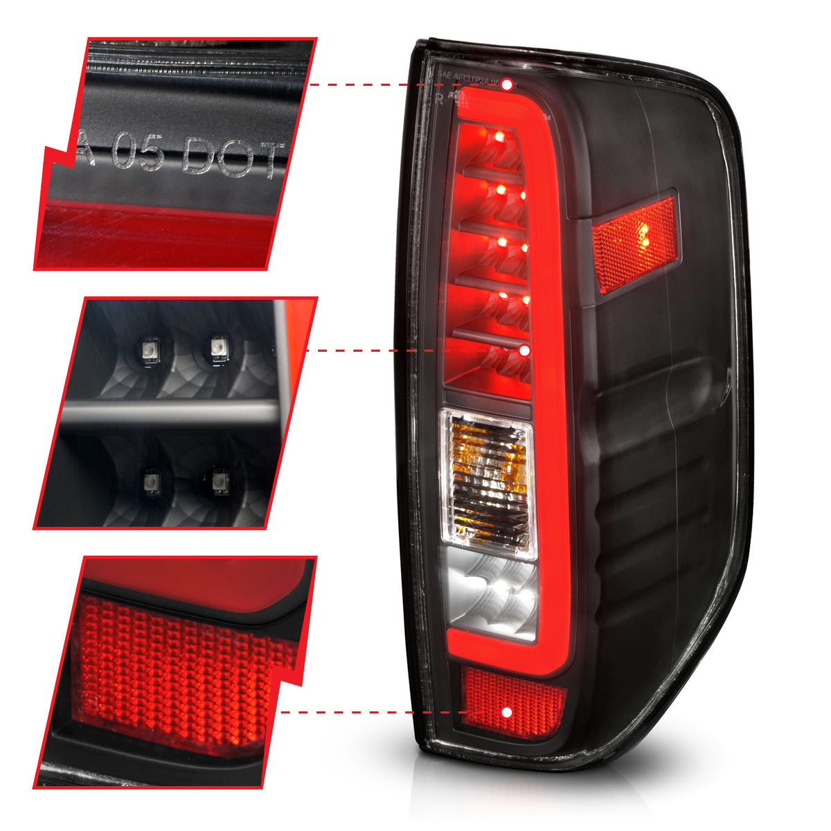 2005-2021 Nissan Frontier & More Tail Light Assembly Black ANZO 311443