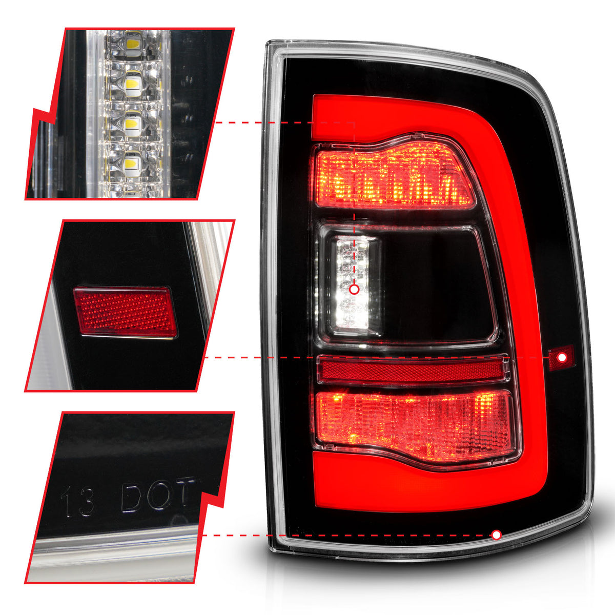 2009-2010 Dodge Ram / 2009-2010 Dodge Ram RAM 09-18/3500 10-18 LED TAIL LIGHTS BLACK CLEAR LENS W/ SQTL SIGNAL