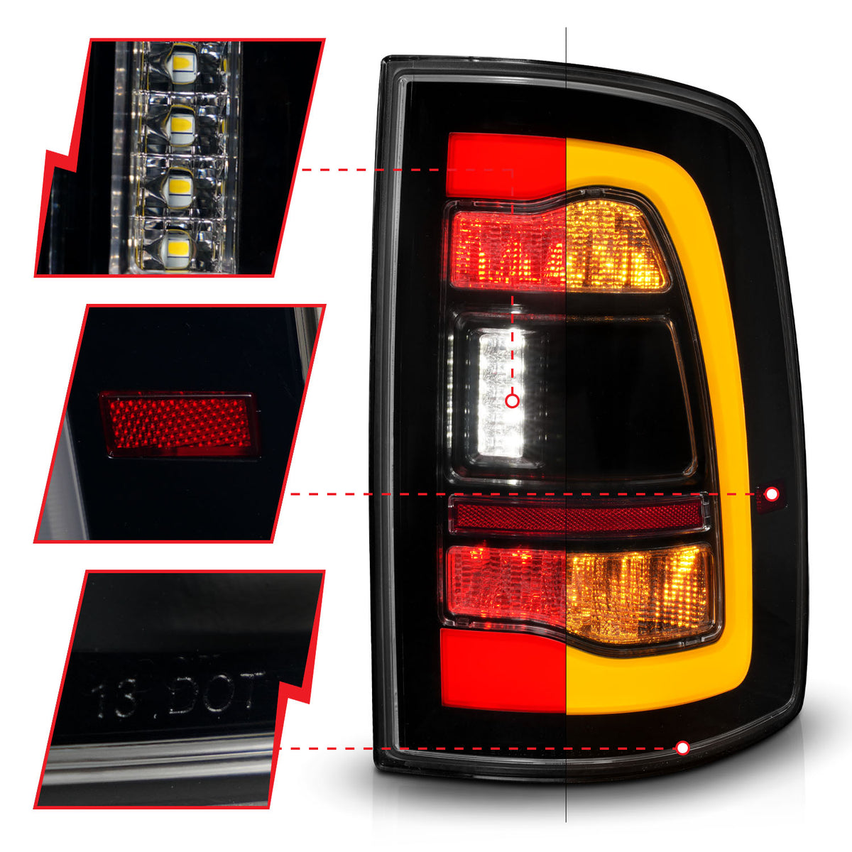 2009-2010 Dodge Ram 1500 & More Tail Light Assembly ANZO 311472