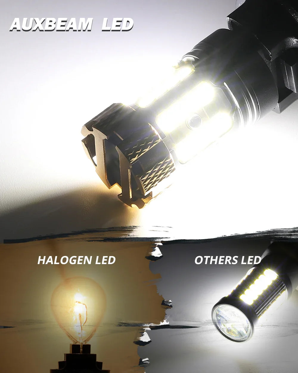 Auxbeam T25 3157 3156 LED Backup Reverse/Turn Signal/Brake Tail Light Bulbs 50W