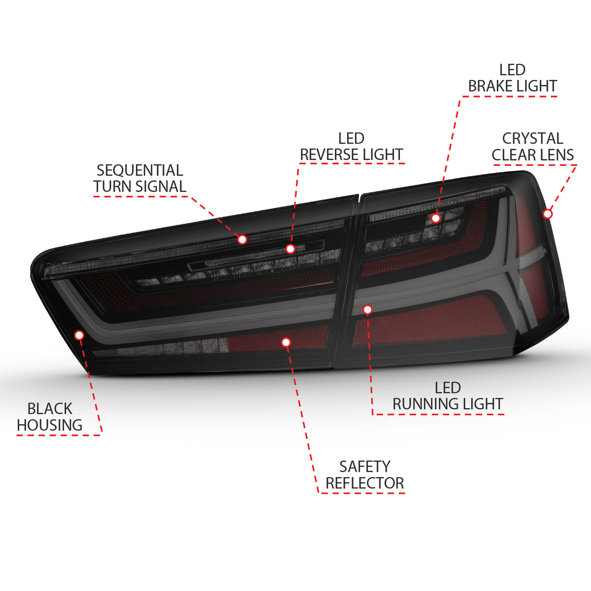 2012-2018 Audi A6 / 2012-2018 Audi A6 Quattro / 2013-2018 Audi S6 LED Tail Lights