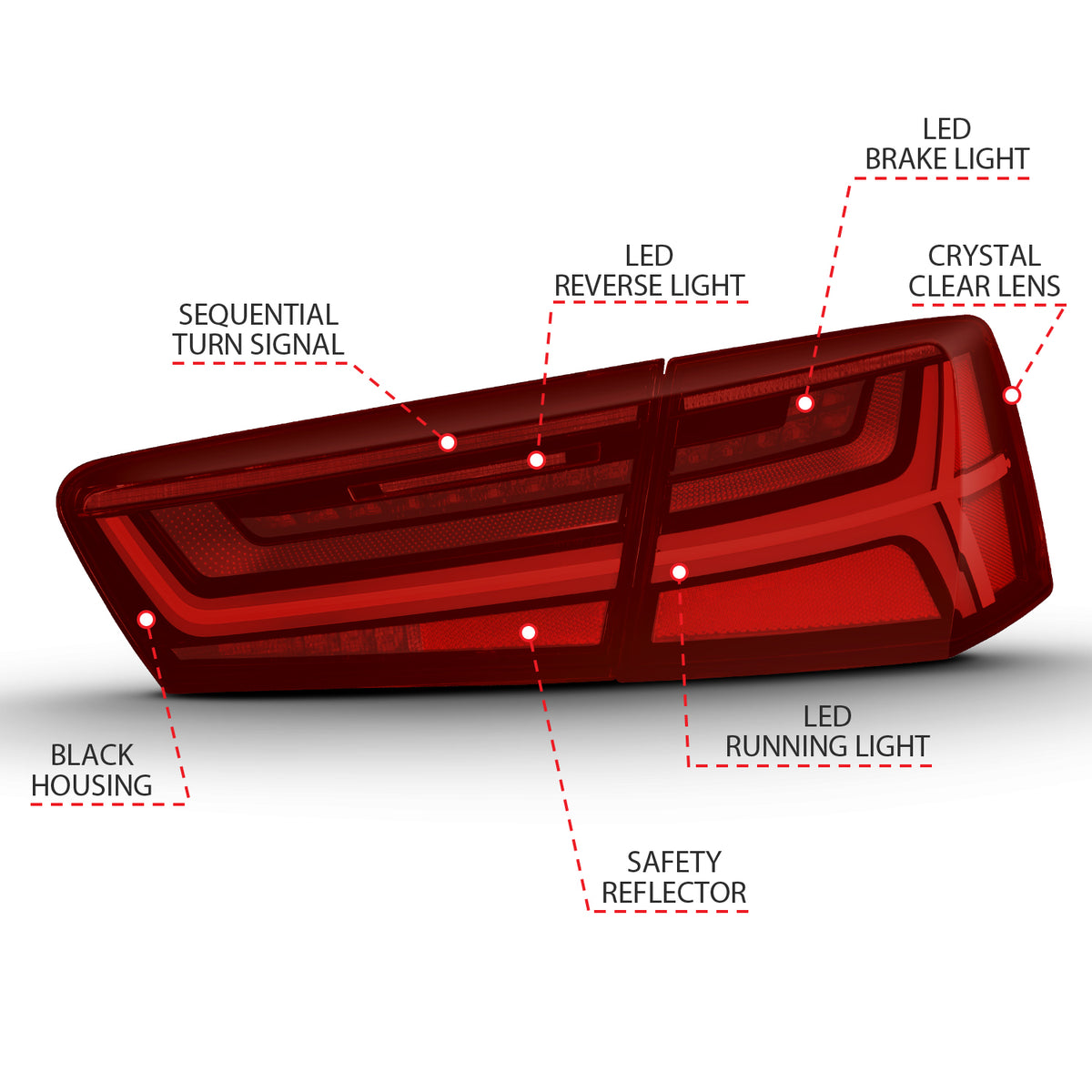 2012-2018 Audi A6 / 2012-2018 Audi A6 Quattro / 2013-2018 Audi S6 LED Tail Lights