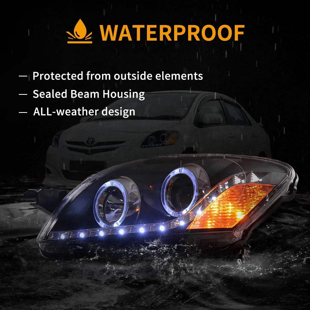 Vland LED Projector Headlight for 2005-2013 Toyota Vios/Yaris 2nd Gen (NCP93)
