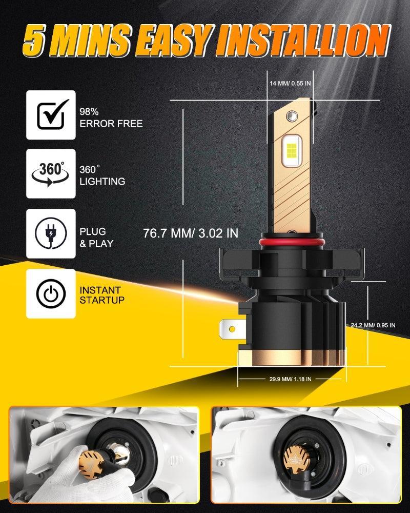Auxbeam 5202 5201 PS24W H16EU LED Fog Light/DRL Bulbs 44W Z3 Series 2 Bulbs
