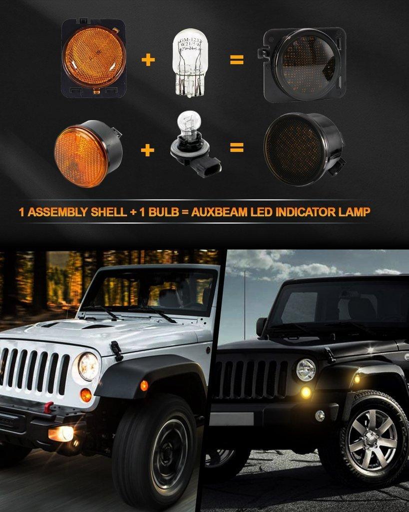 Auxbeam 7'' LED Headlight Replacement + 4'' LED Fog Light + for Jeep Wrangler JK