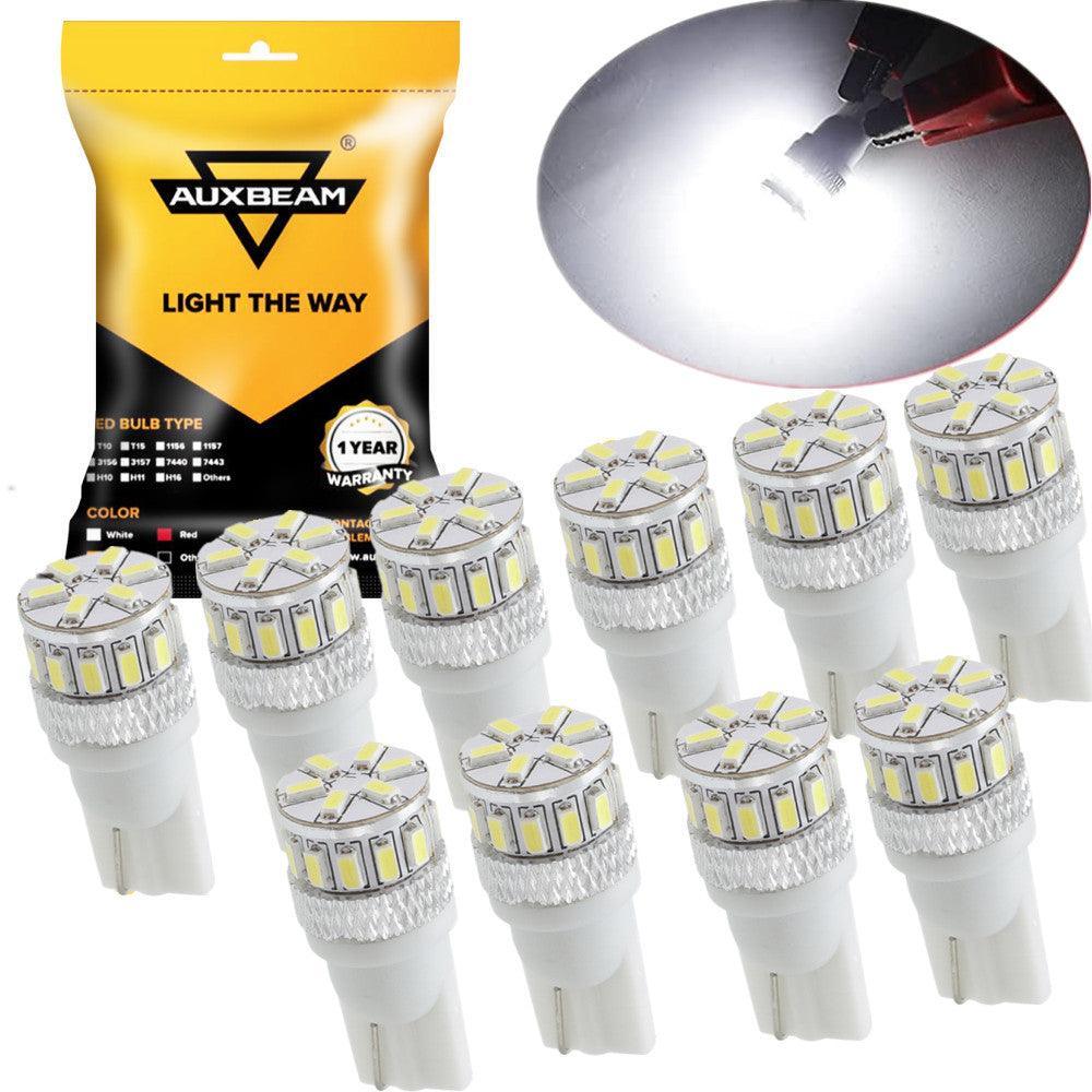 Auxbeam T10/168/194/W5W/2825 White/Red/Amber LED Non-Polarity Light Bulb