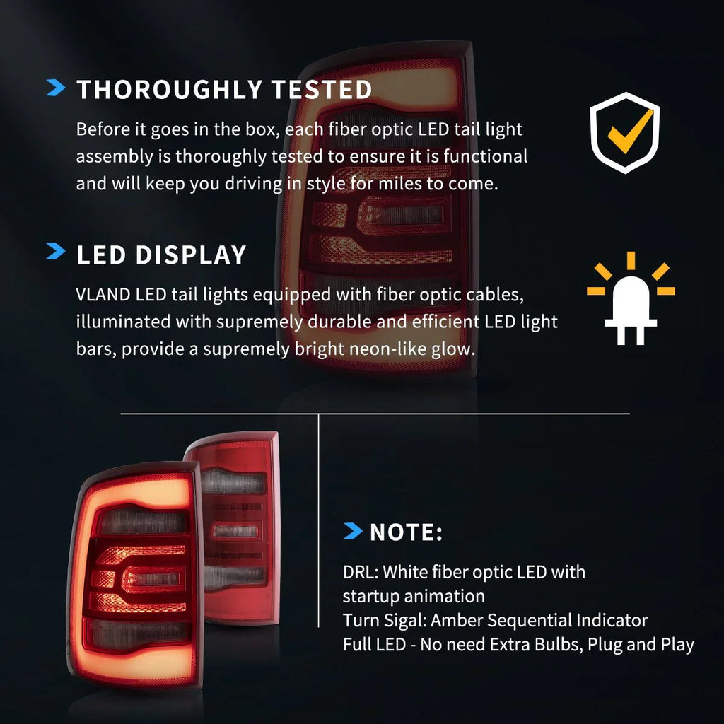 Vland LED Tail Lights Assembly for 2009-2018 Dodge Ram 4th Gen (DS/DJ/D2)