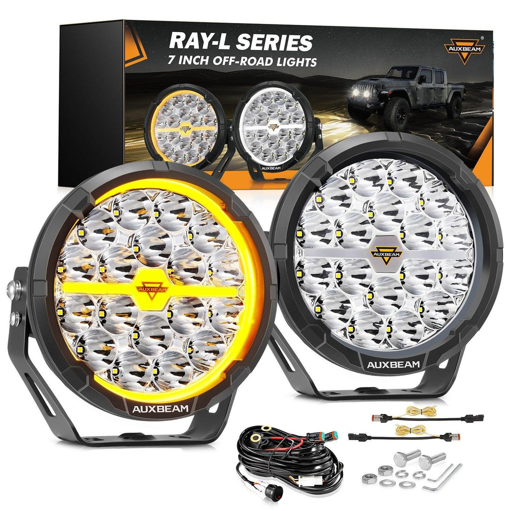 RAY-L Series | 7 Inch 240W 25800LM Dual DRL Offroad LED Driving Lights