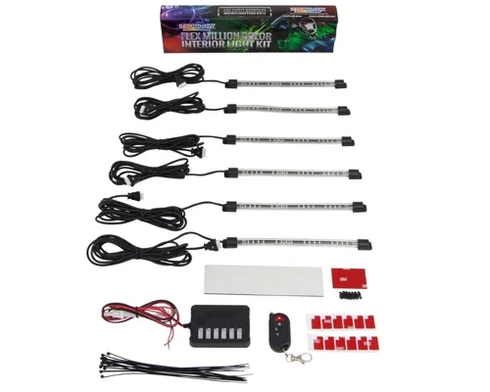 LEDGlow 6-Piece Million Color Flexible Interior LED Lighting Kit - 96 SMD LEDs