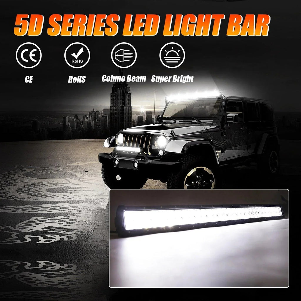 Auxbeam 50 inch 5D Series Straight/Curved Combo Beam Double Row LED Light Bar