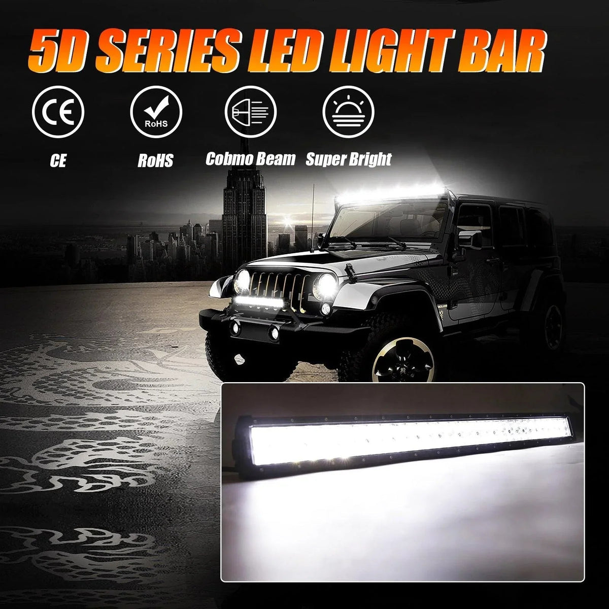 Auxbeam 50 inch 5D Series Straight/Curved Combo Beam Double Row LED Light Bar