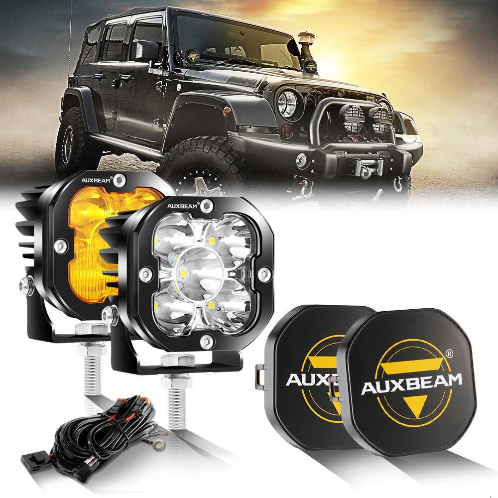 3 Inch 80W 9600LM LED Pods Lights White&Amber for JEEP