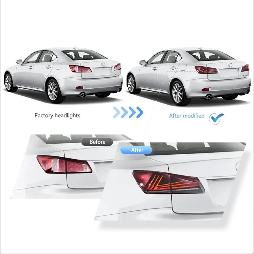 Vland LED Tail Lights Assembly Version for 2006-2013 Lexus IS 2nd Gen (XE20)