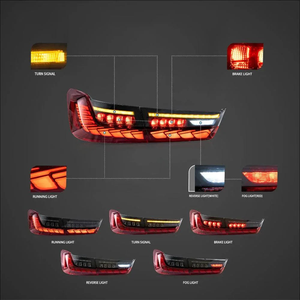 Vland LED Tail Lights Assembly Sequential Turn Signal for 2018-2022 BMW 3