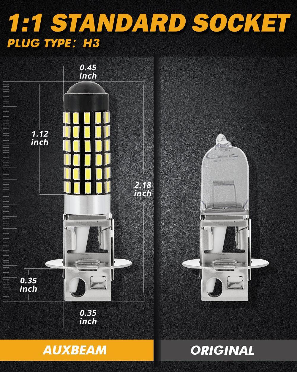 Auxbeam H3 LED Fog Light/DRL Bulbs 6W 2000ML 6500K White - 2 Bulbs