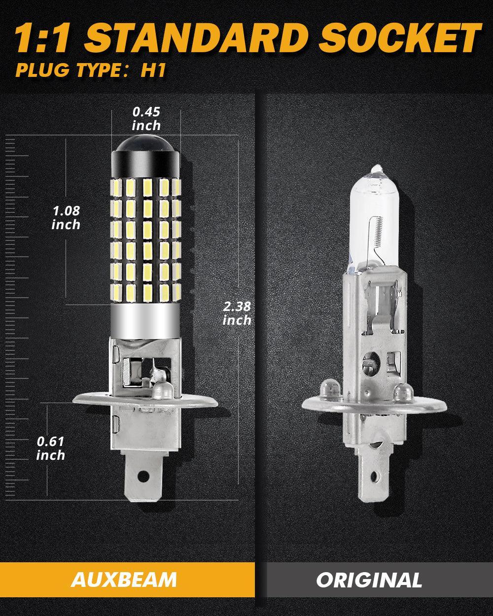 Auxbeam H1 LED Fog Light/DRL Bulbs 6W 2000ML 6500K White - 2 Bulbs