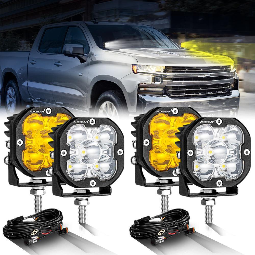 3 Inch 80W 9600LM LED Pods Lights White&Amber for CHEVROLET