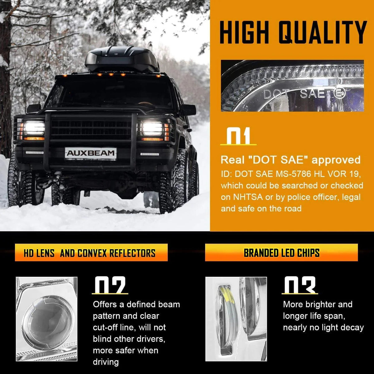 Auxbeam 110W 7x6 LED light Headlights for GMC