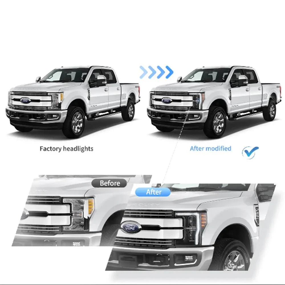 Vland LED Headlight Assembly for 2017-2019 Ford F250 350 450 F550 Super Duty