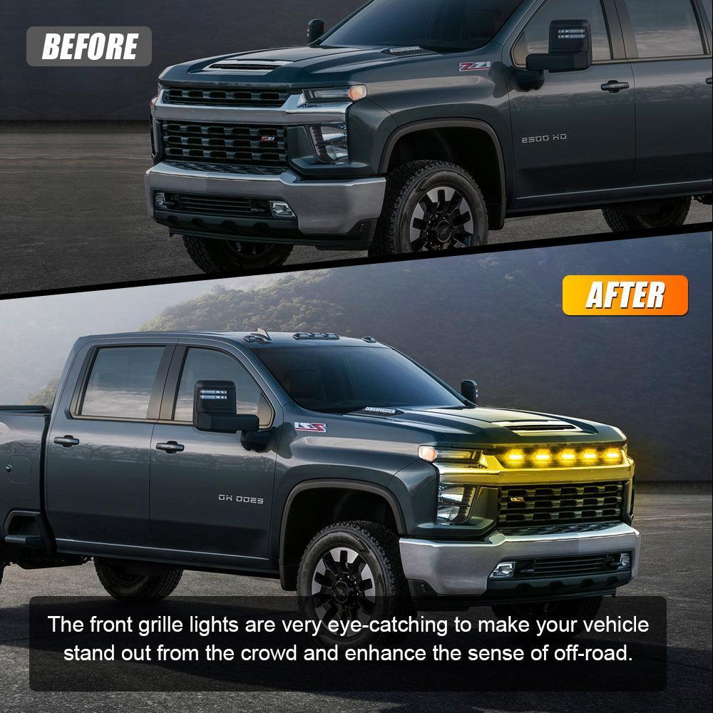 Auxbeam LED Front Grille Lights Raptor Style Amber Light Universal Car