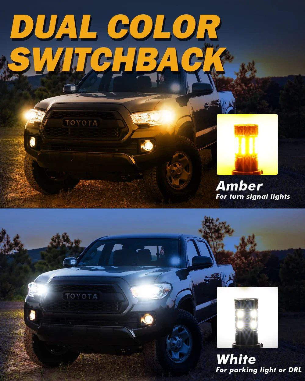 Auxbeam 3157 US-CK LED Front Turn Signal & DRL Light Bulbs 50W Dual Color