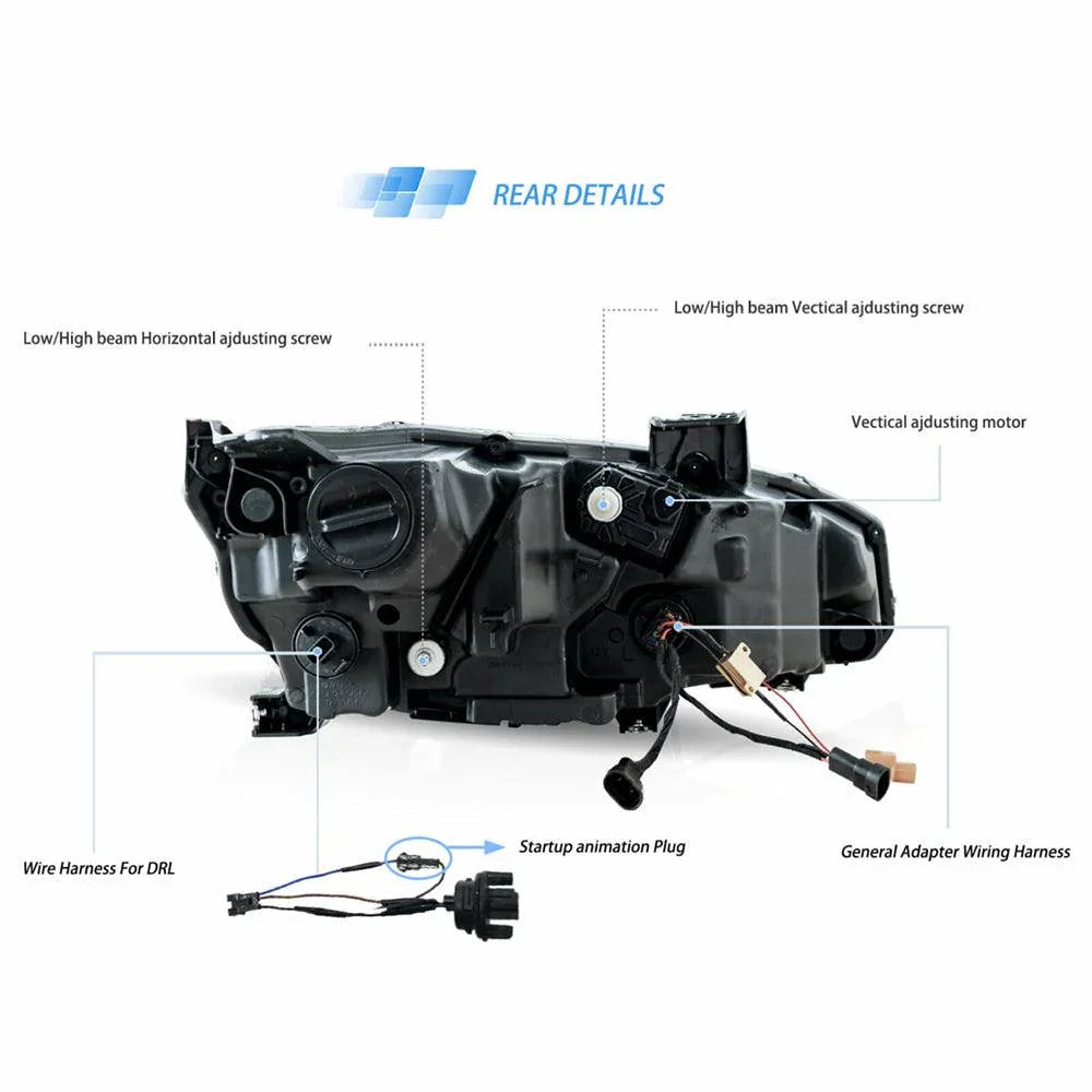 Vland LED Headlight Assembly Reflection Bowl for 2016-2021 Honda Civic 10th Gen