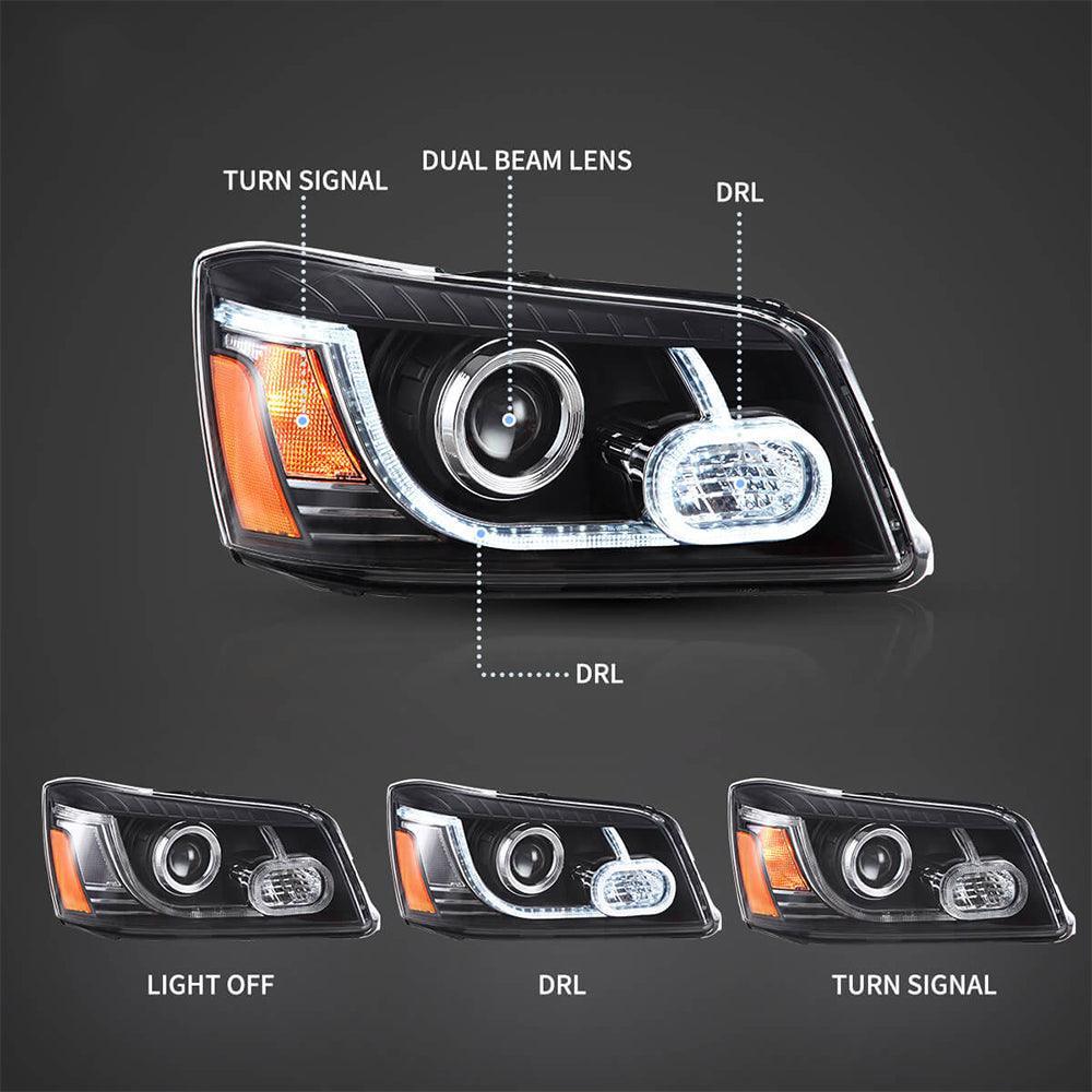 Vland LED Headlight Assembly Dual for 2004-2007 Toyota Highlander 1st Gen (XU20)