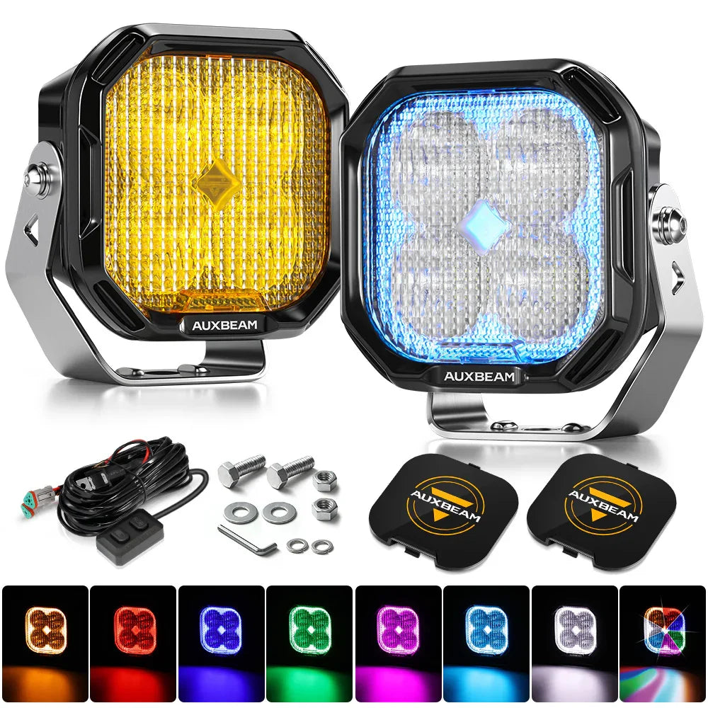 Color Play Series 3 Inch 116W RGB LED Pod Lights Flood Off Road Lights With 8 Backlight Options