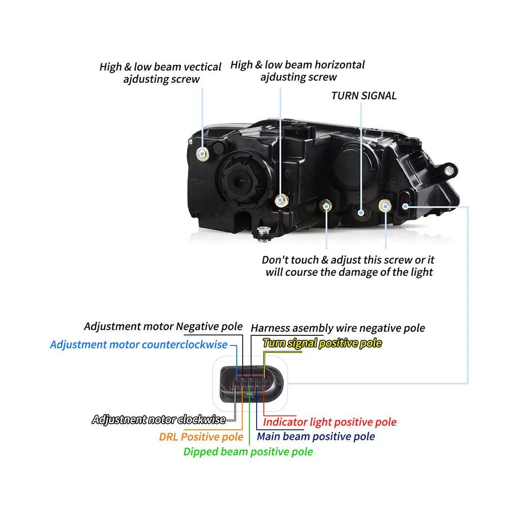Vland LED Headlight Assembly Dual Beam Projector for 2010-2018 Volkswagen Jetta