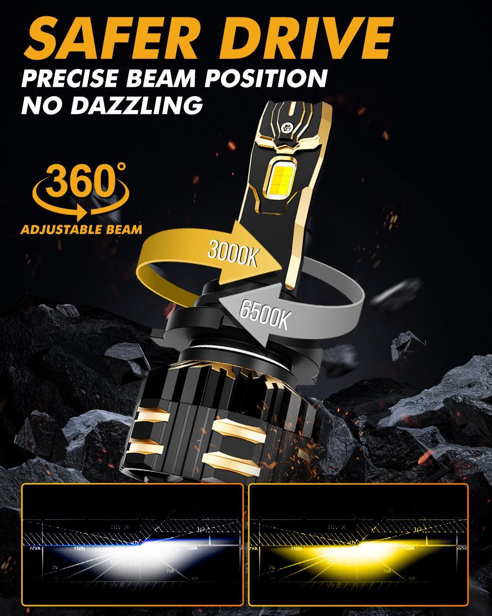 Auxbeam 9006/HB4 LED Bulb Fog Lights/Low Beam Lights 110W GX Bi-Color Series