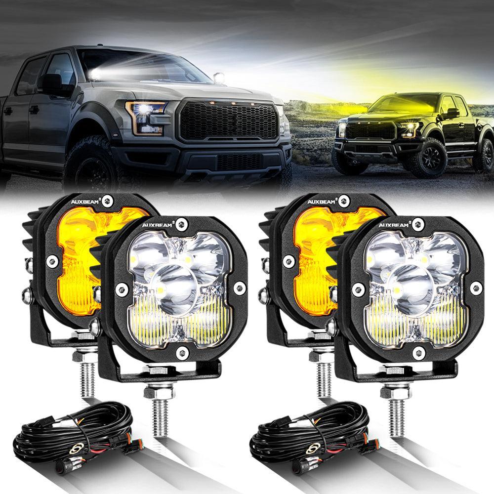 3 Inch 80W 9600LM LED Pods Lights White&Amber for FORD