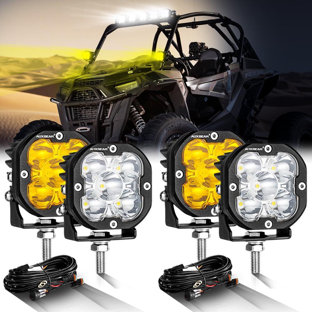 Auxbeam 3 Inch 80W LED Pods Lights White&Amber for ATV UTV SIDE BY SIDE 4X4