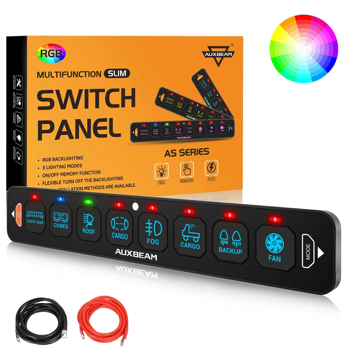 Auxbeam AS Series 8 Gang (AS-R80) RGB Slim Switch Panel