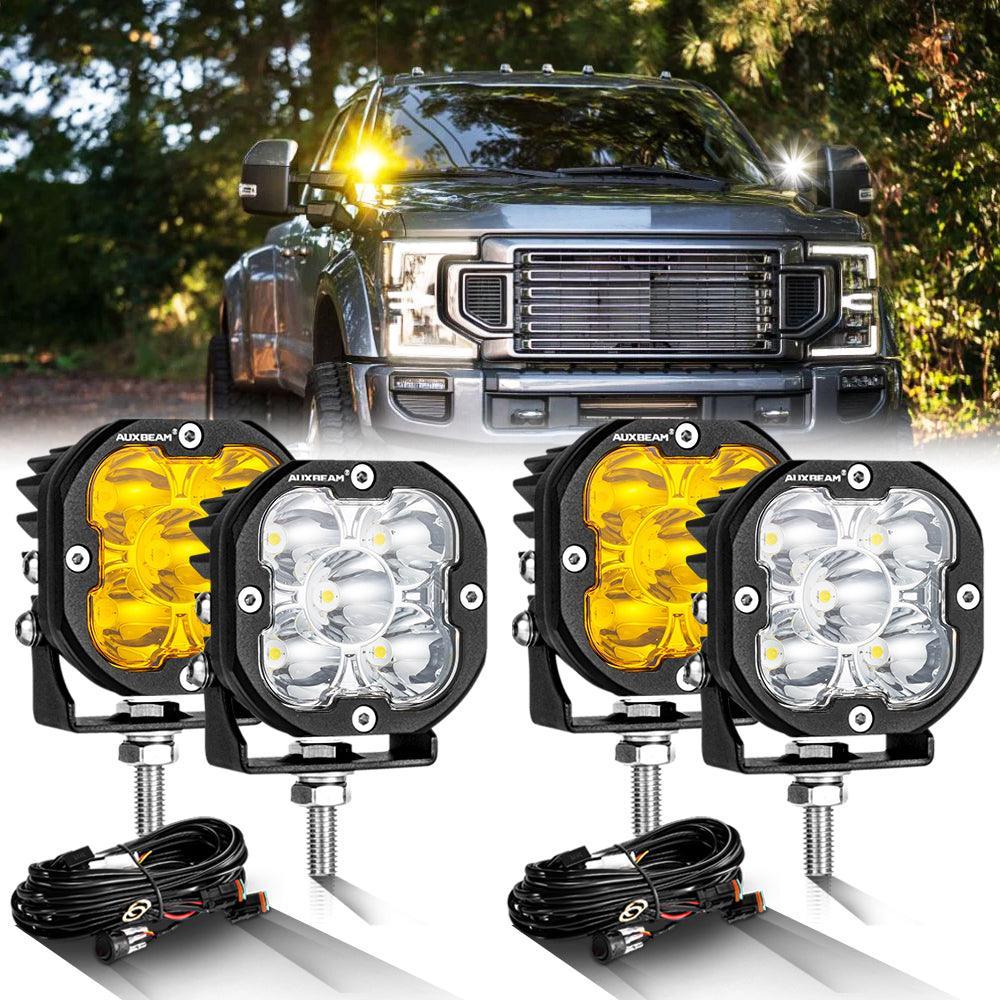 3 Inch 80W 9600LM LED Pods Lights White&Amber for FORD