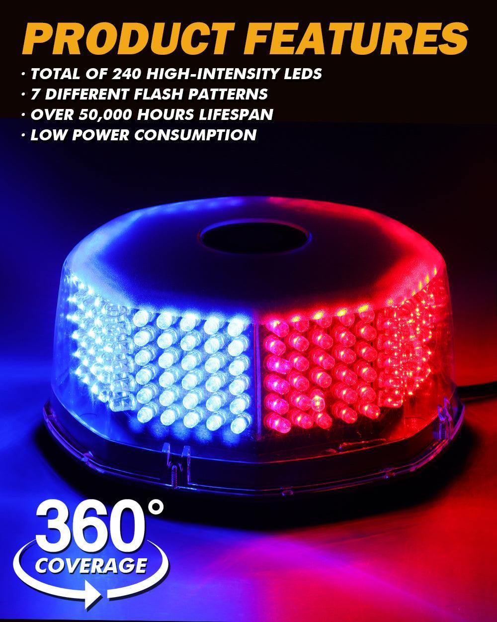 Auxbeam 240 LED Emergency Warning Rotating Strobe Beacon Light