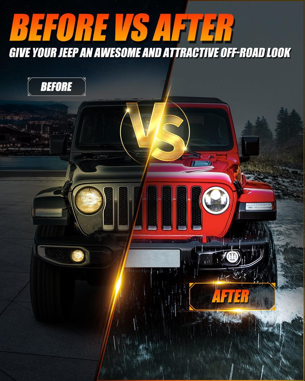 Auxbeam 9'' LED Halo Headlights for Jeep Wrangler JL 2018-2020